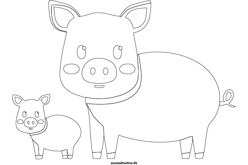 Ausmalbild-Vorschau: Schwein mit Ferkel