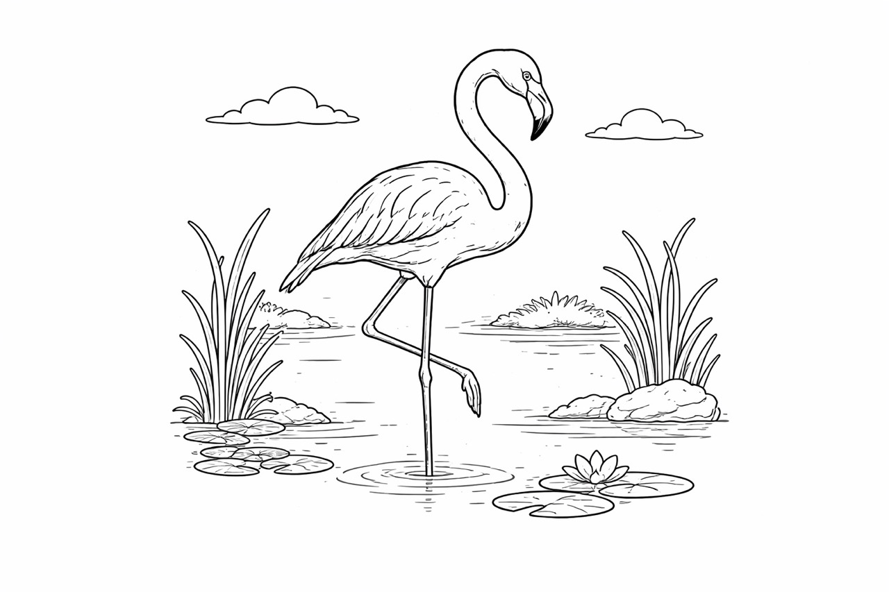 Flamingo Ausmalbild kostenlos