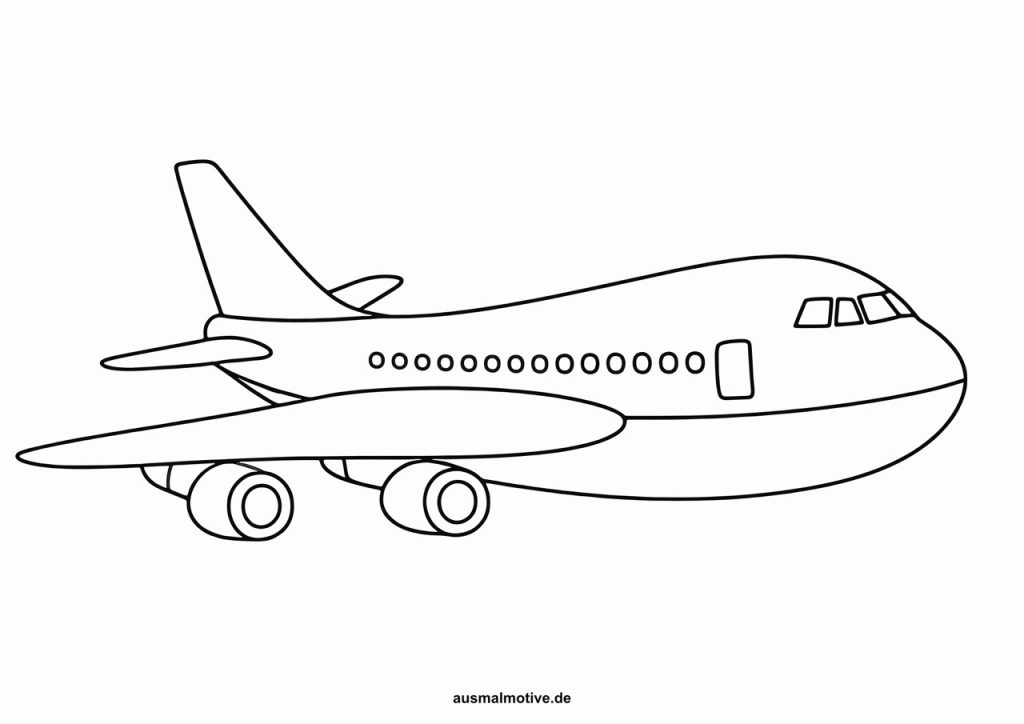 Jumbo-Jet Ausmalbild Flugzeug Malvorlage kostenlos zum Ausdrucken