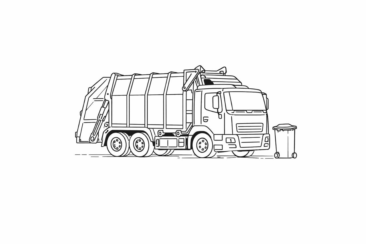 MĂĽllauto Ausmalbild PDF kostenlos