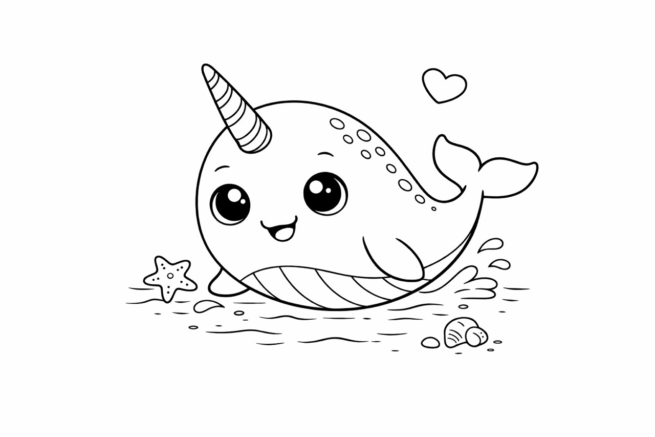 Baby Narwal Ausmalbild
