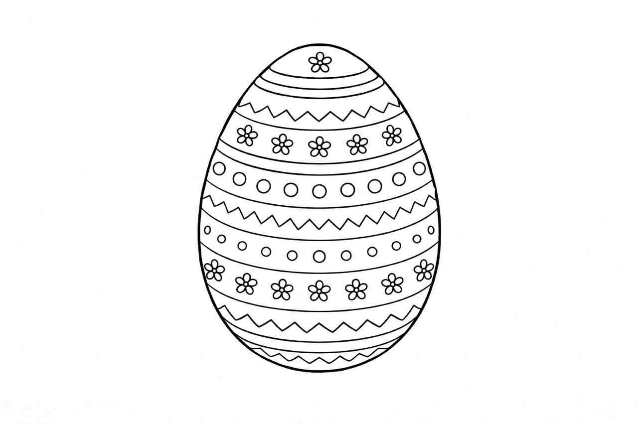 Ausmalbild Großes Osterei mit Muster