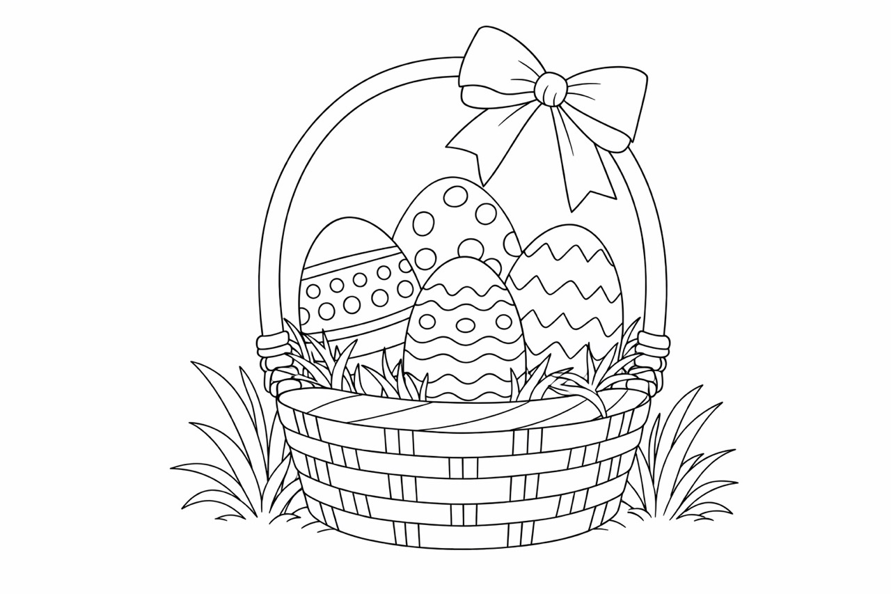Osterkorb mit Eiern Ausmalbild