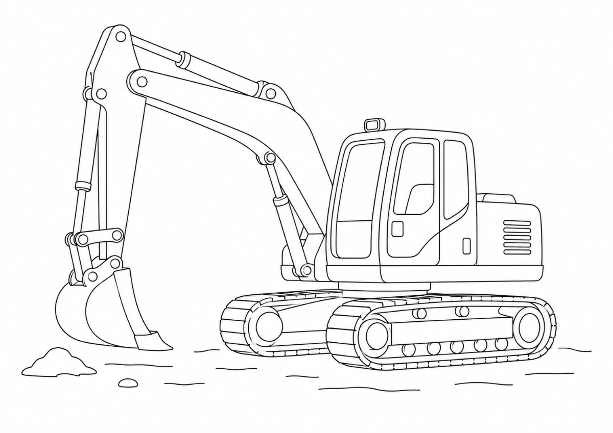Bagger Ausmalbild zum Ausdrucken