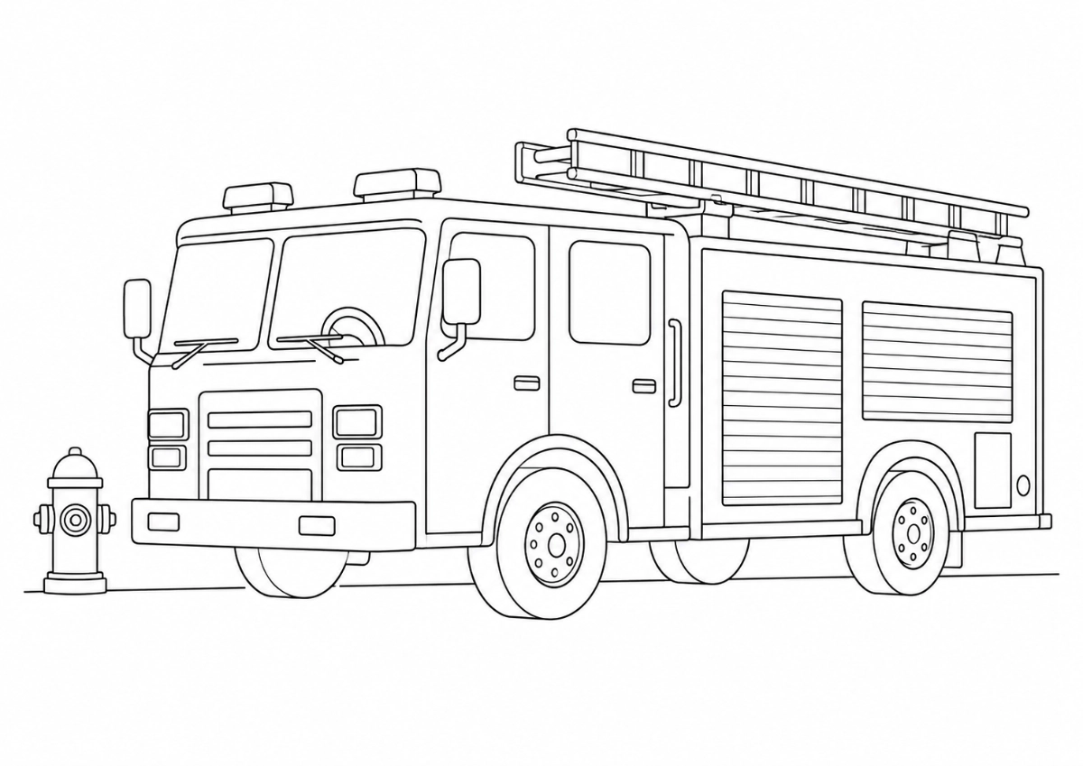 Feuerwehrauto Ausmalbild zum Ausdrucken