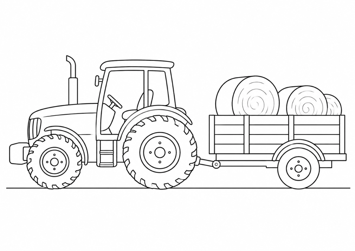 Traktor mit Anhänger Ausmalbild kostenlos zum Ausdrucken